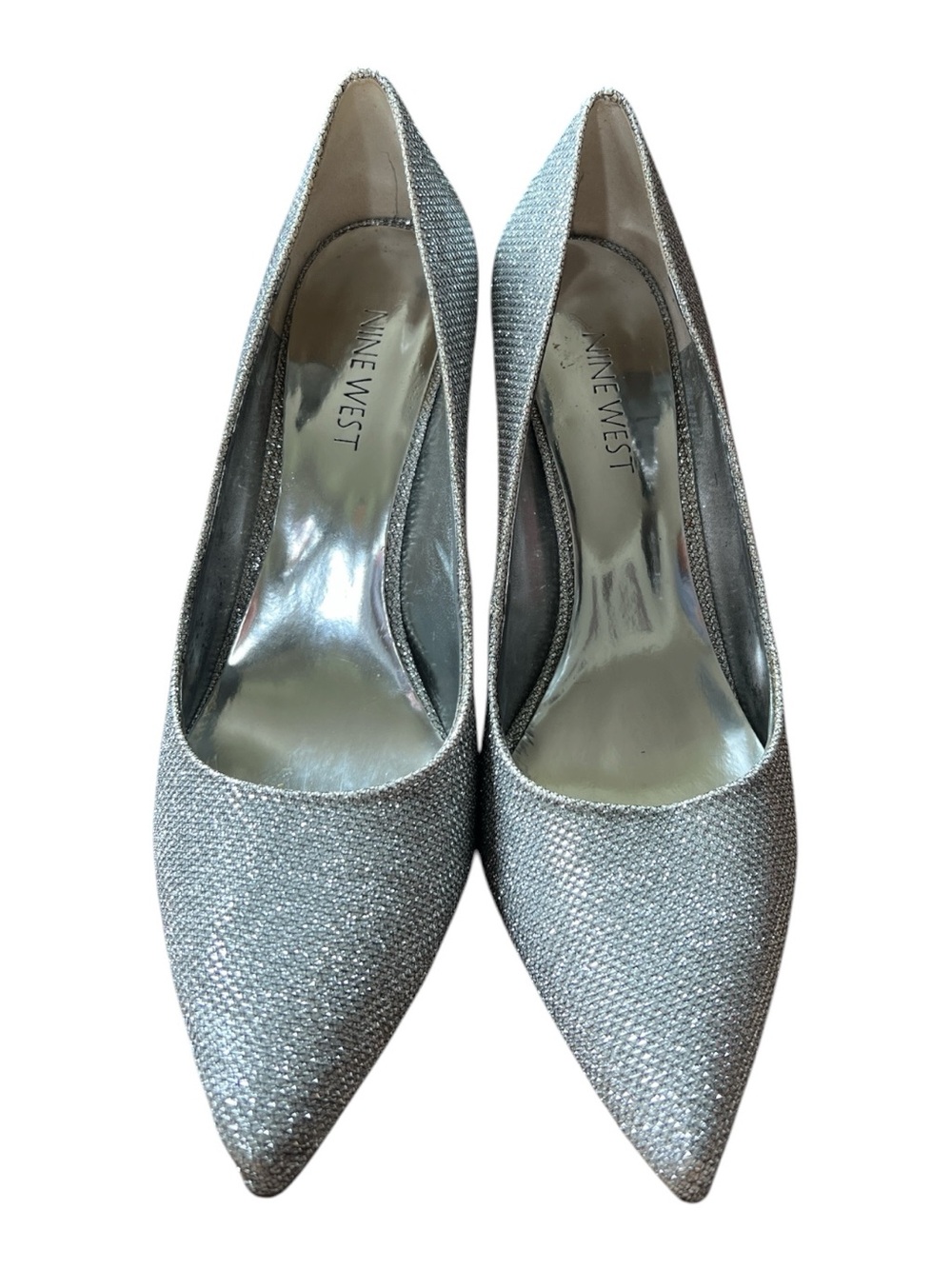 Nine West Silver Glitter Pointed Toe Pumps